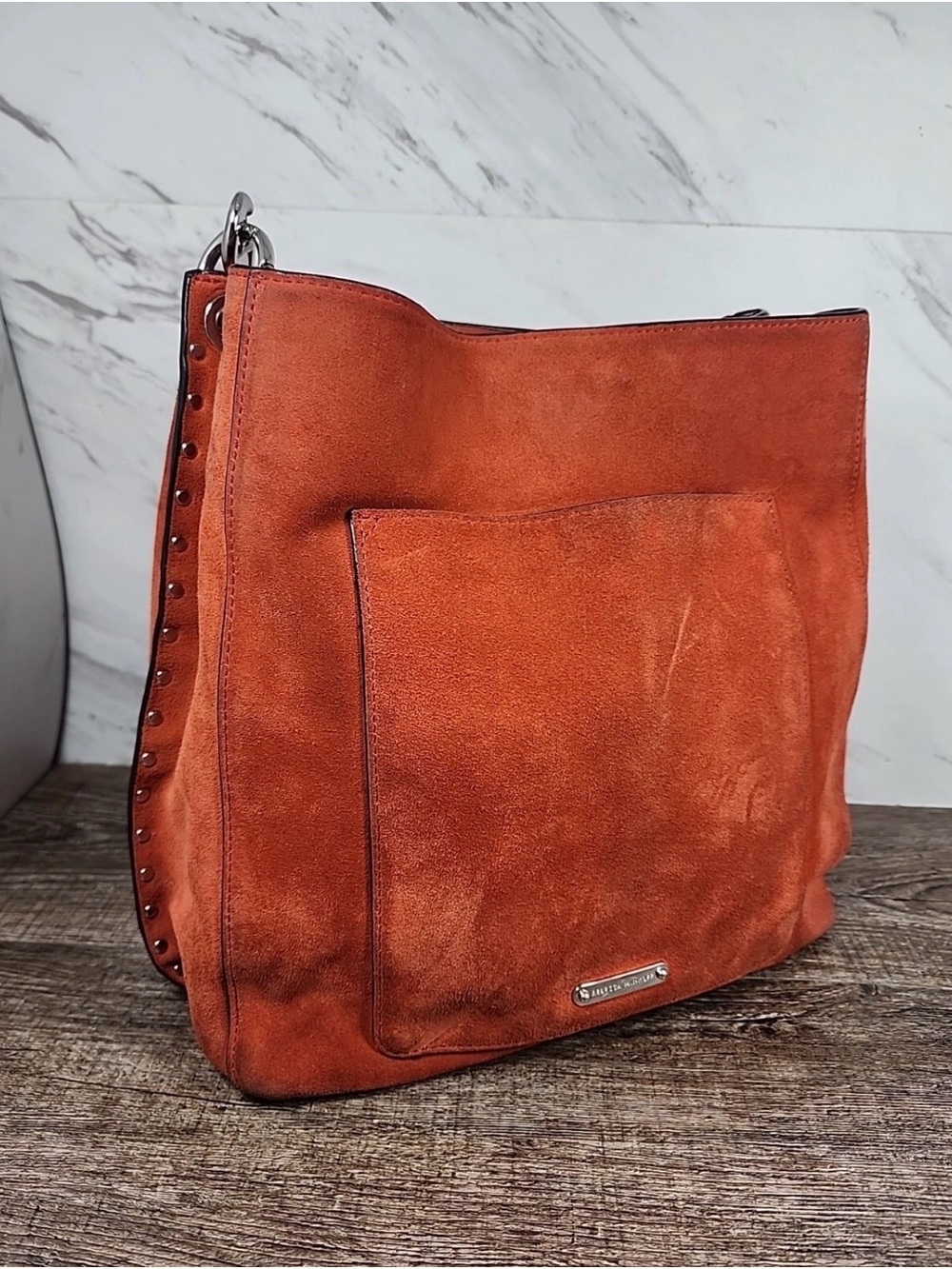 ☆RARE☆ ~Rebecca Minkoff Darren Small Studded Shoulder Bag~☆RUST ORANGE🍊 🟧 ~☆